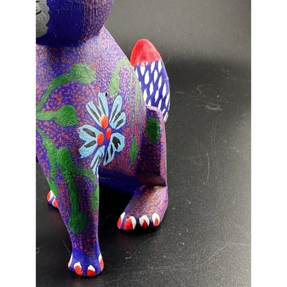 Oaxacan Alebrije Wood Carvings Mexican Folk Art Bunny Rabbit Purple Sculpture - Picture 7 of 16